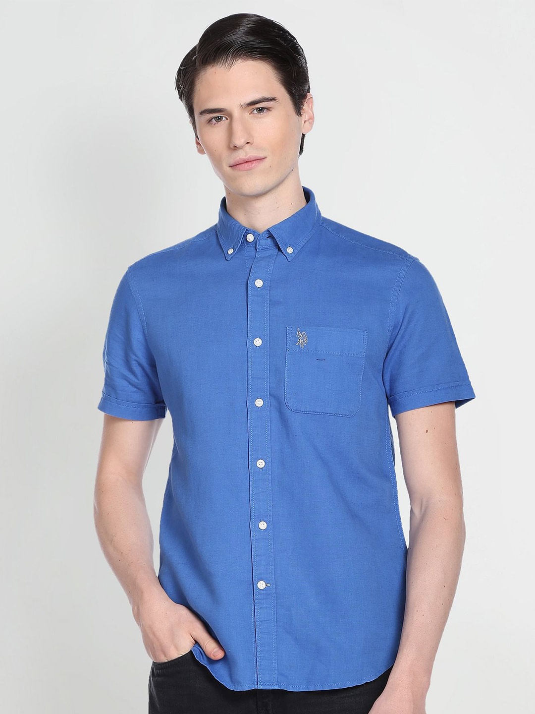 

U.S. Polo Assn. Denim Co. Men Plus Size Button-Down Collar Casual Shirt, Blue