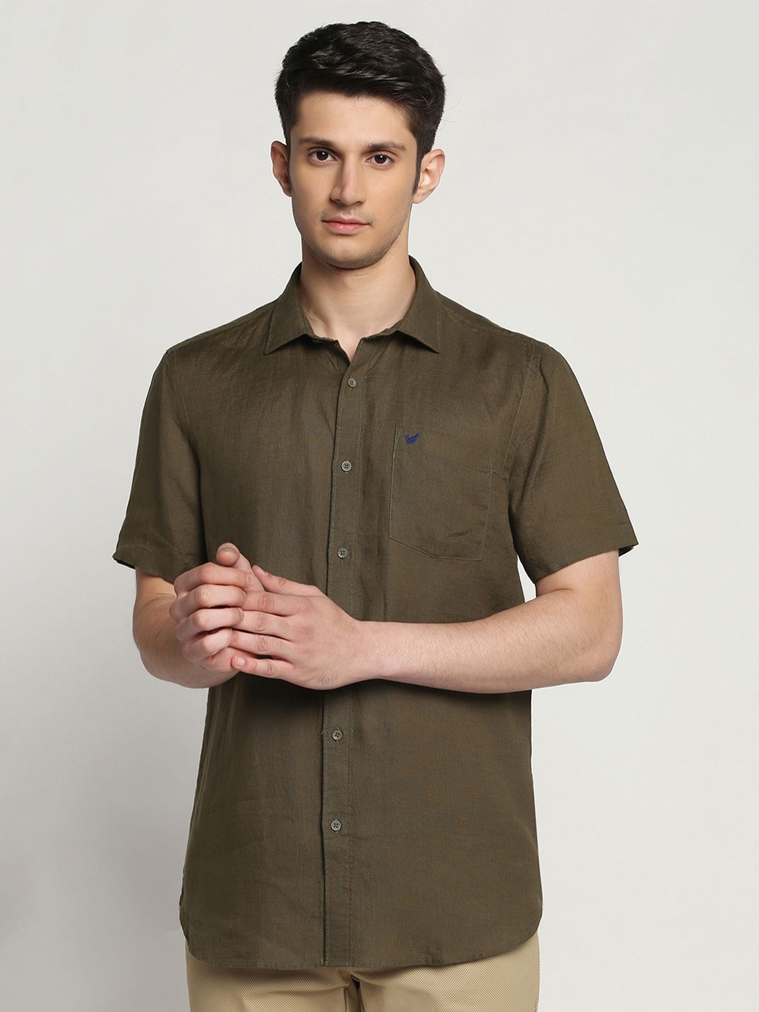 

Blackberrys Plus Size Linen Casual Shirt, Olive