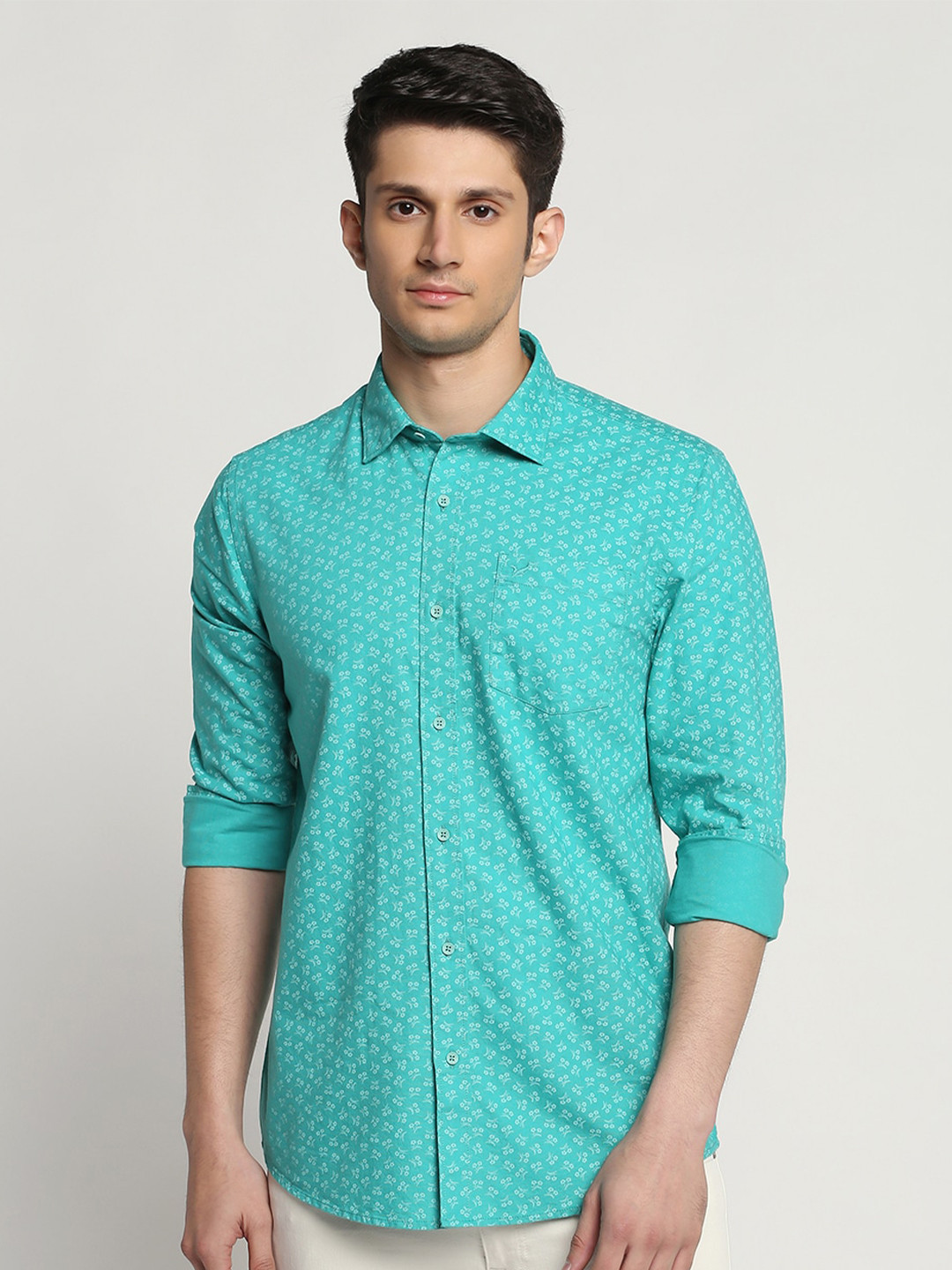 

Blackberrys Printed Cotton Casual Shirt, Teal