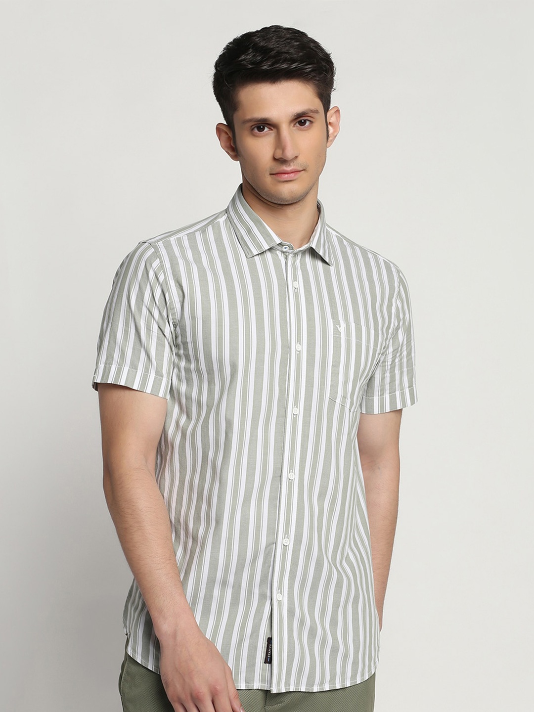 

Blackberrys Slim Fit Striped Casual Shirt, Olive