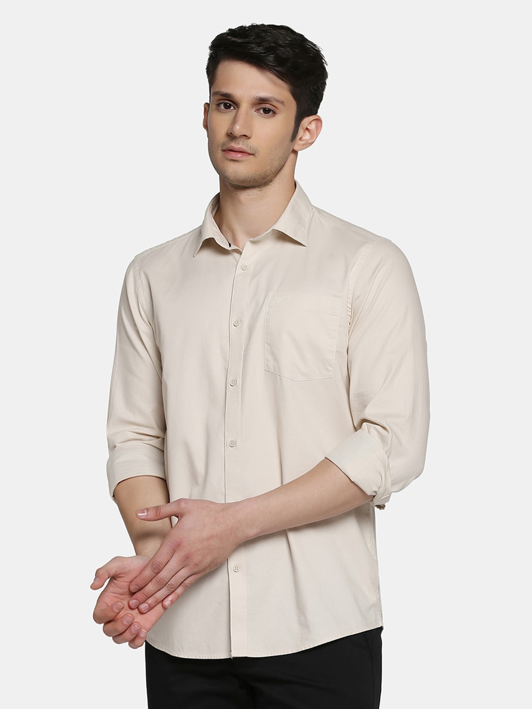 

Blackberrys Men Slim Fit Cotton Casual Shirt, Cream