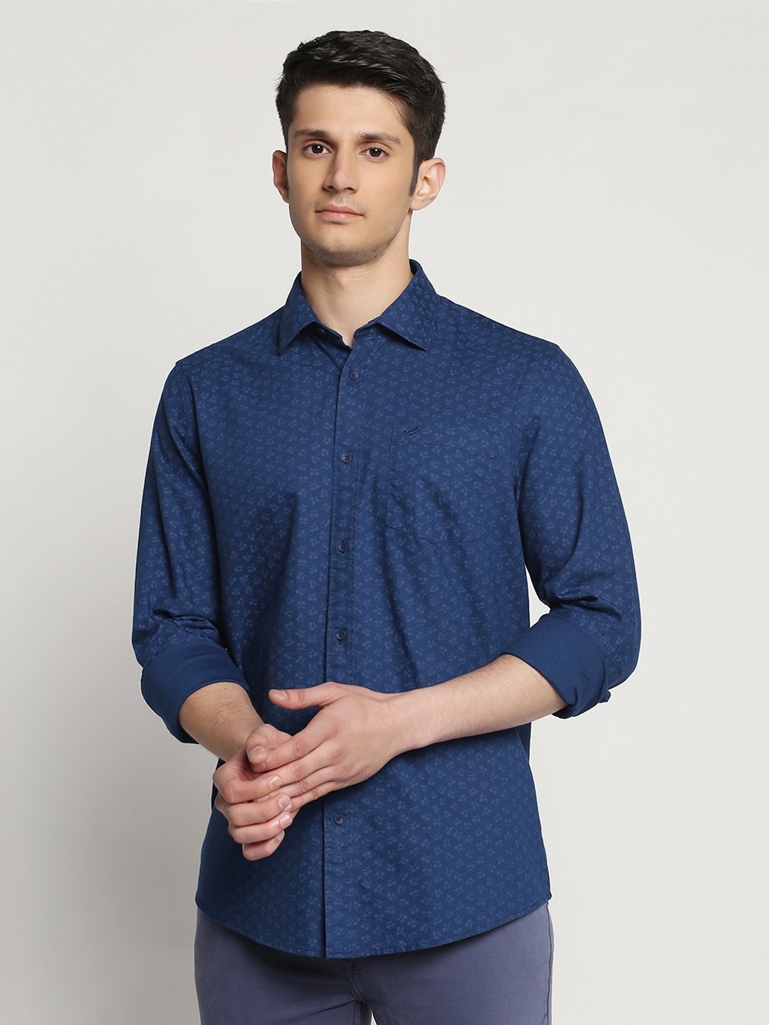 

Blackberrys Printed Slim Fit Cotton Casual Shirt, Navy blue