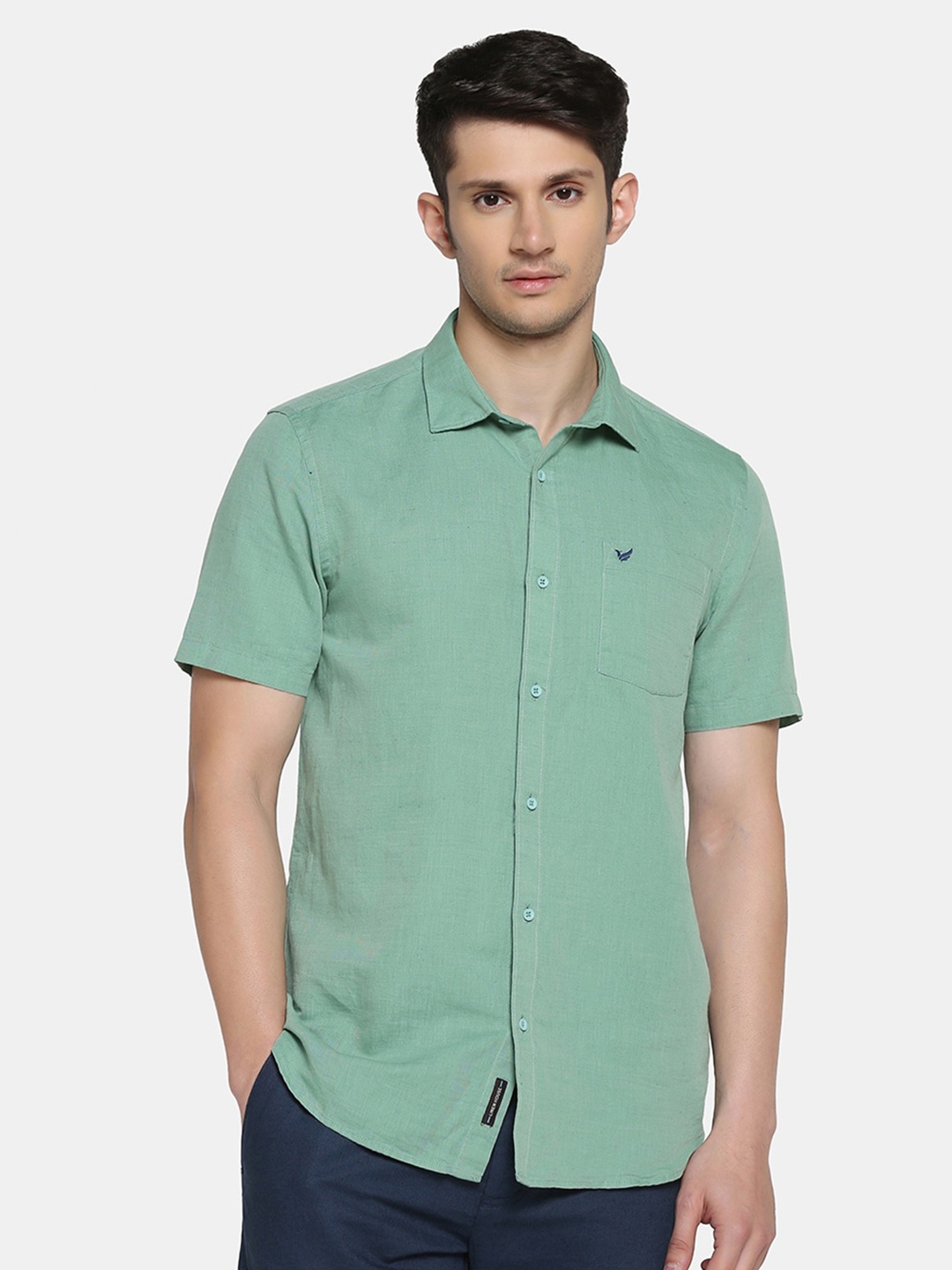 

Blackberrys Slim Fit Spread Collar Casual Shirt, Green