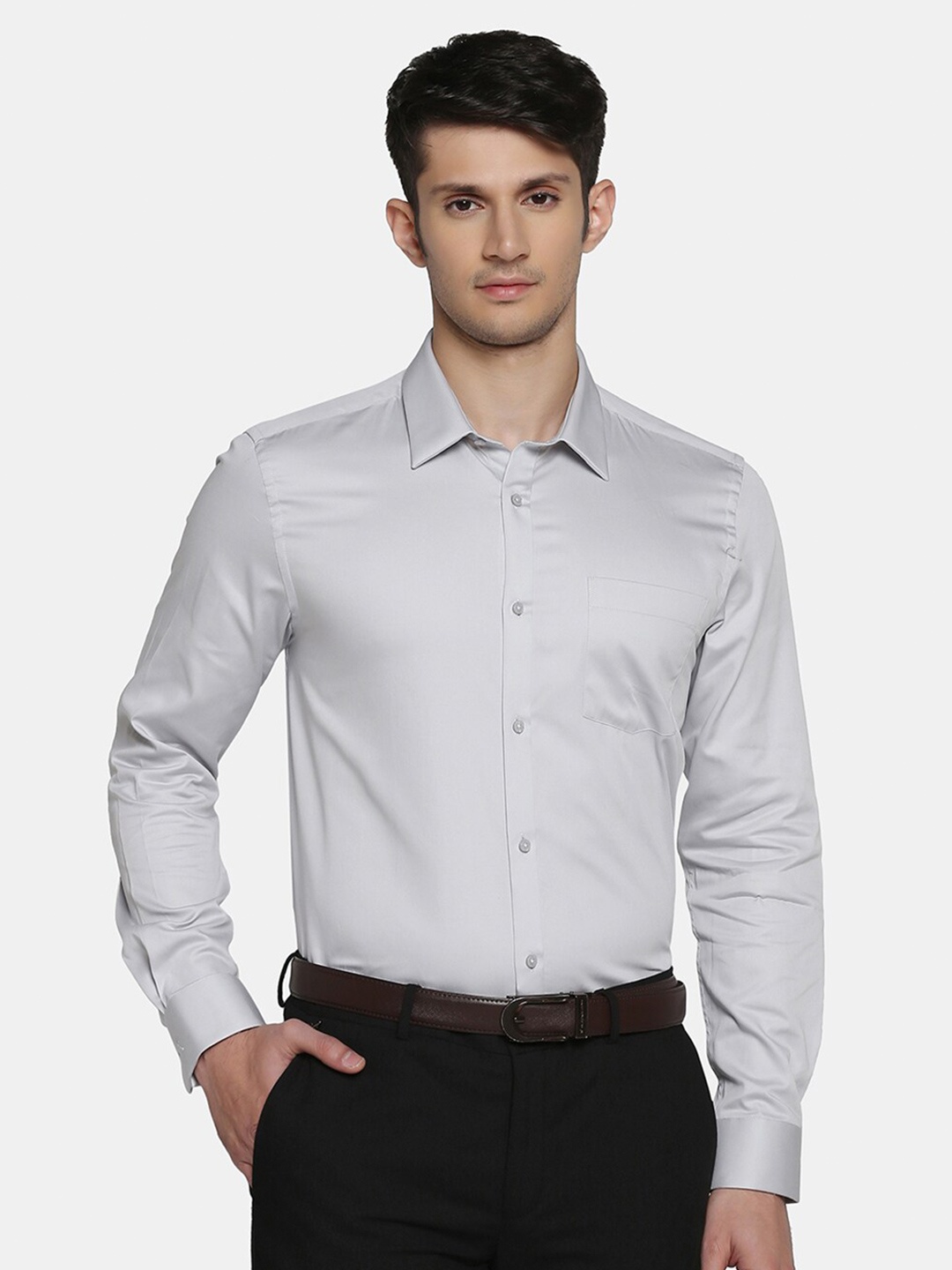 

Blackberrys Men Slim Fit Cotton Formal Shirt, Grey