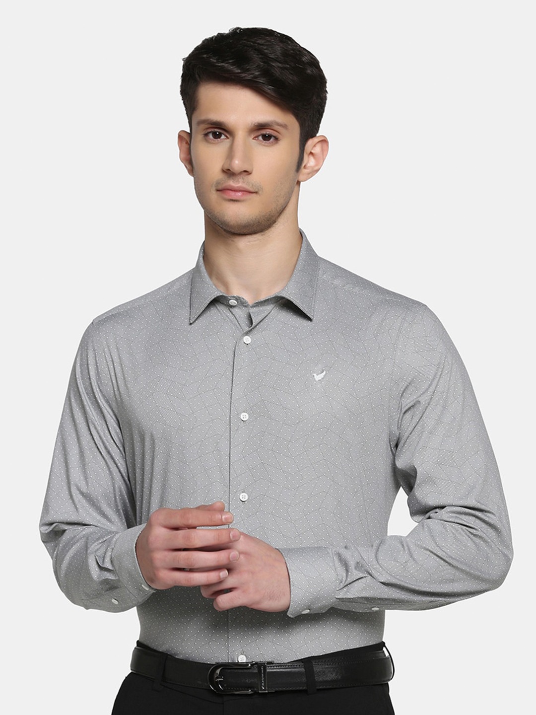 

Blackberrys TechPro Men Geometric Printed Slim Fit Formal Shirt, Grey