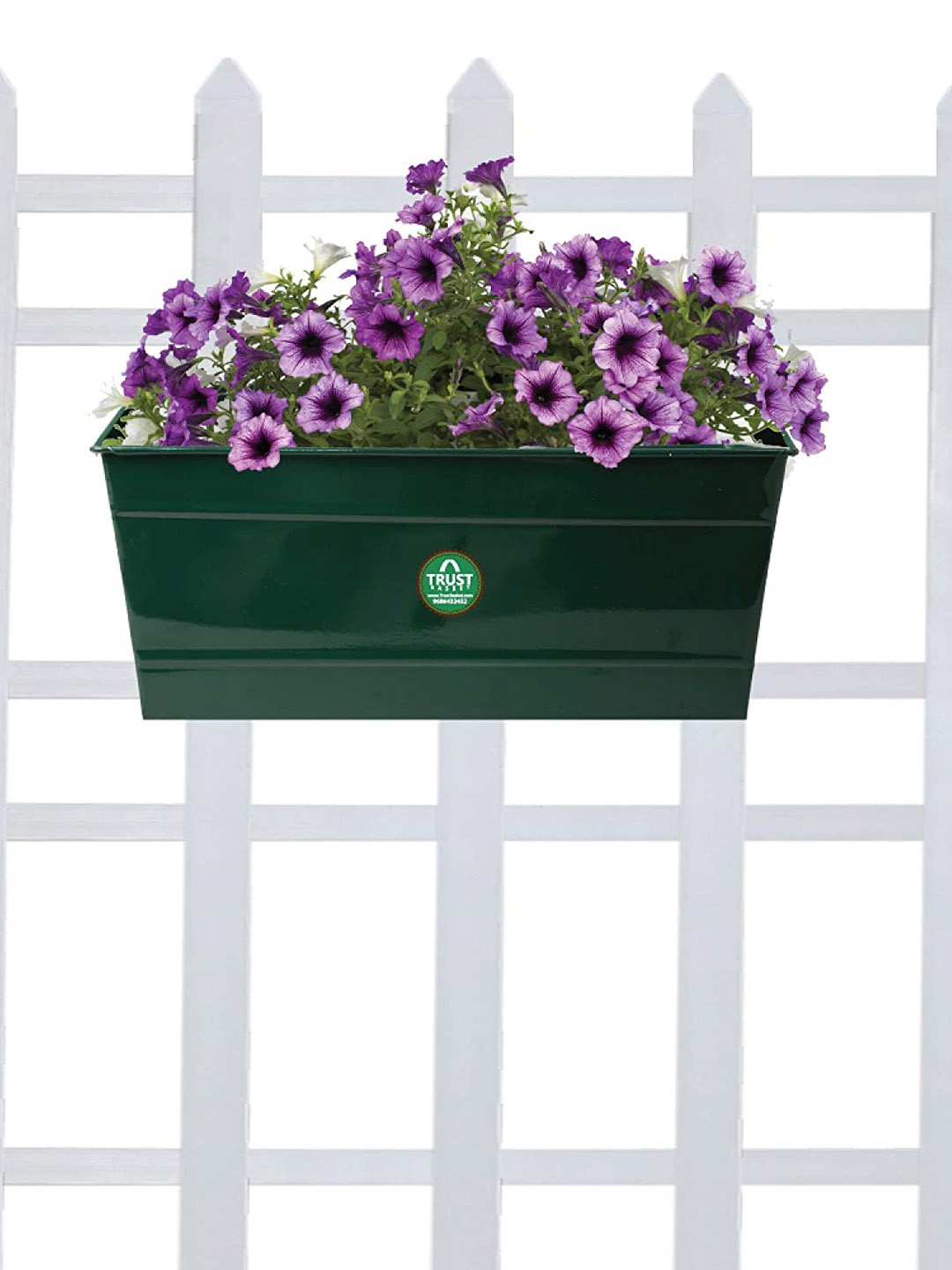 

TRUSTBASKET Dark Green Rectangular Railing Planter