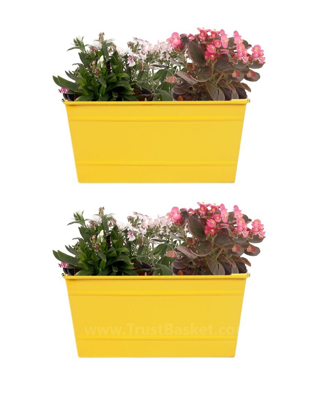 

TRUSTBASKET Yellow 2 Pcs Rectangular Metal Railing Planters