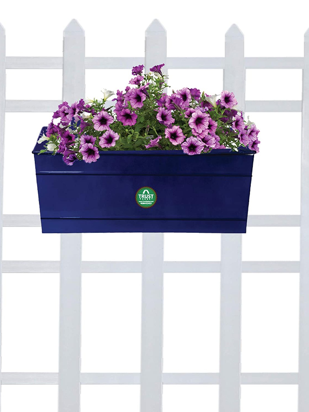 

TRUSTBASKET Dark Blue Rectangular Metal Railing Planter