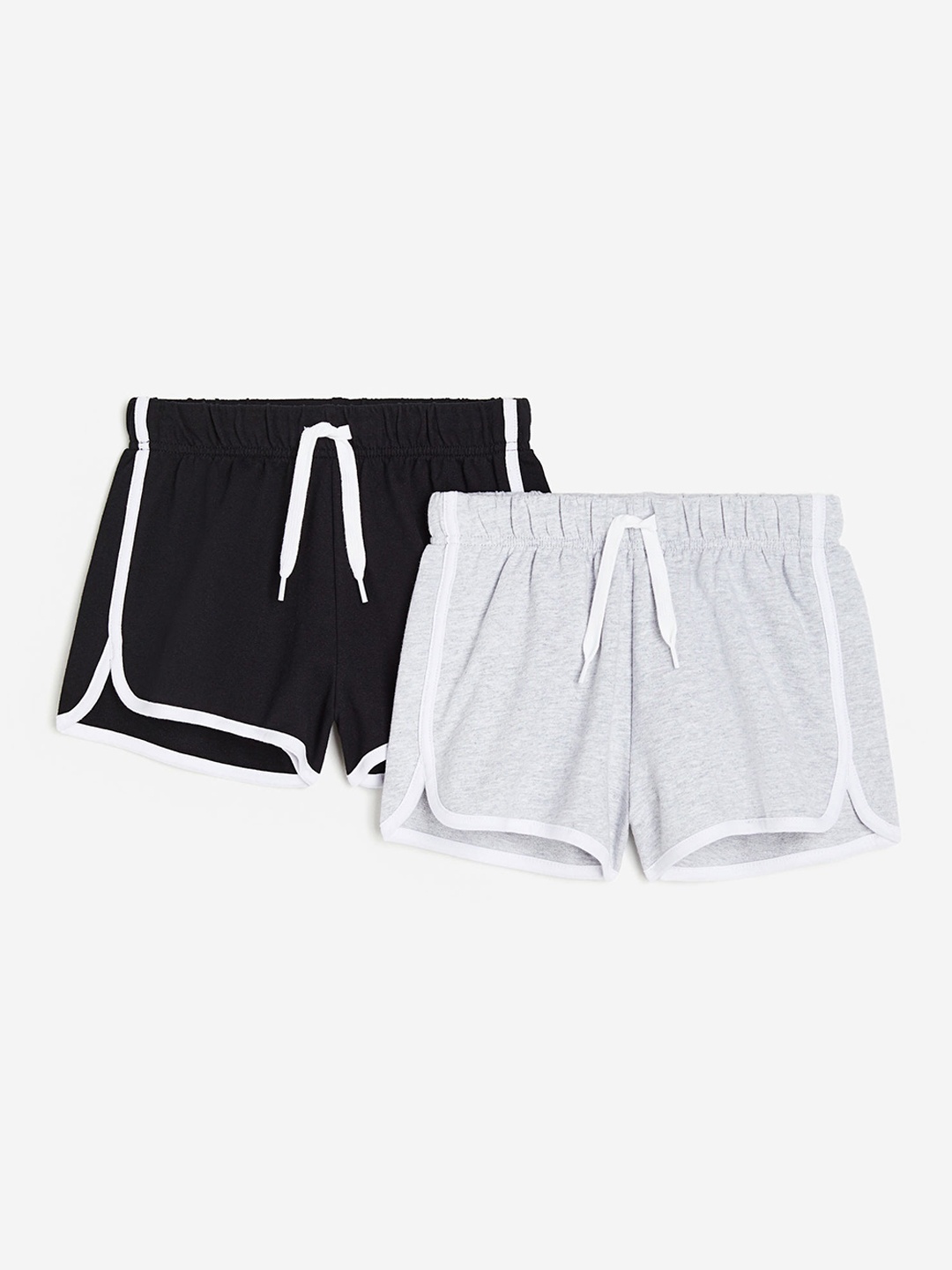 

H&M Girls 2-Pack Pure Cotton Sweatshorts, Black