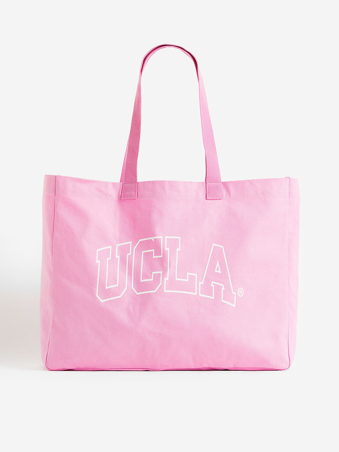 

H&M Women Printed Pure Cotton Canvas Shopper, Pink