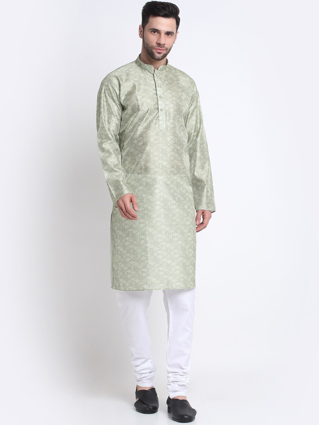 

KRAFT INDIA Geometric Printed Kurta With Churidar, Green