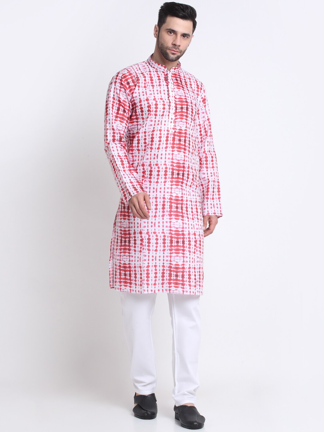 

KRAFT INDIA Dyed Batik Cotton Kurta With Pyjamas, Red