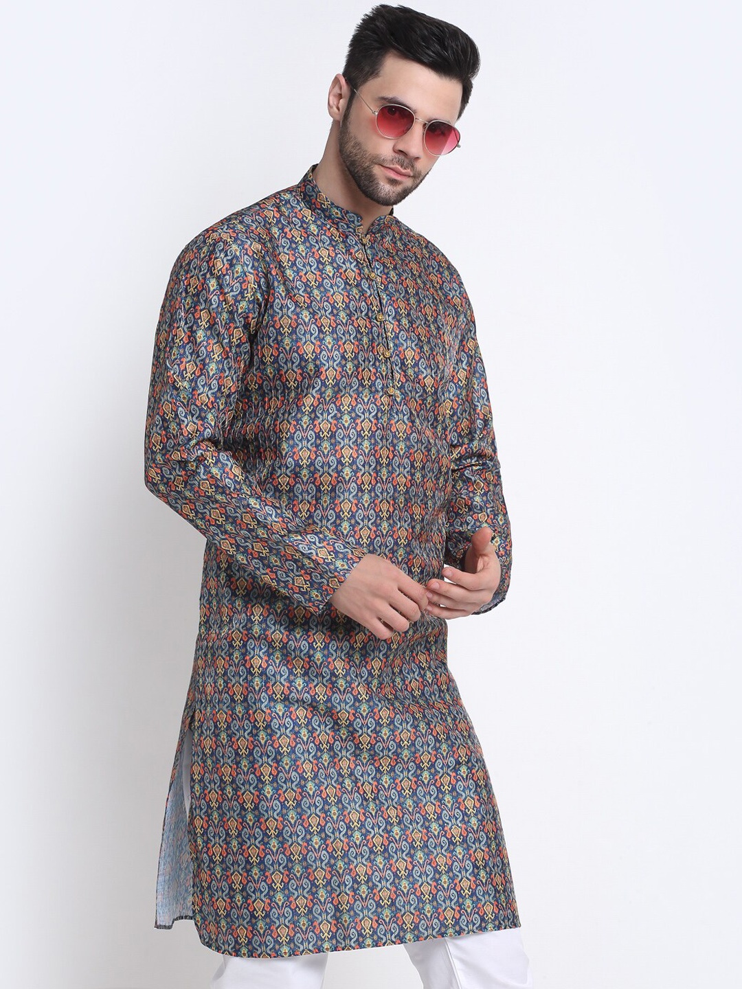 

KRAFT INDIA Ethnic Motif Printed Kurta With Churidar, Blue