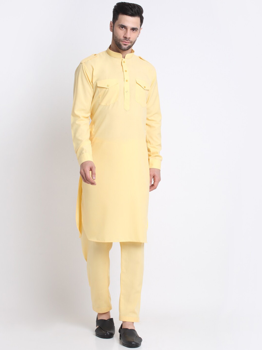 

KRAFT INDIA Pathani Cotton Kurta With Salwar, Yellow