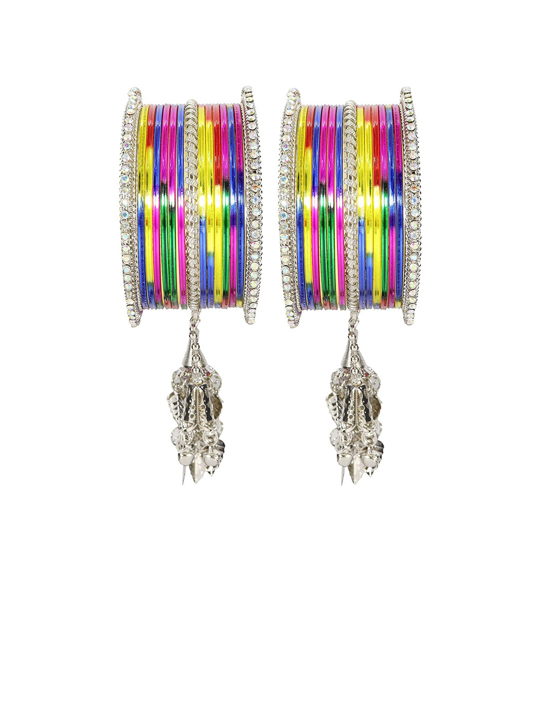 

NMII Set Of 30 Zircon Studded Latkan Bangles, Yellow