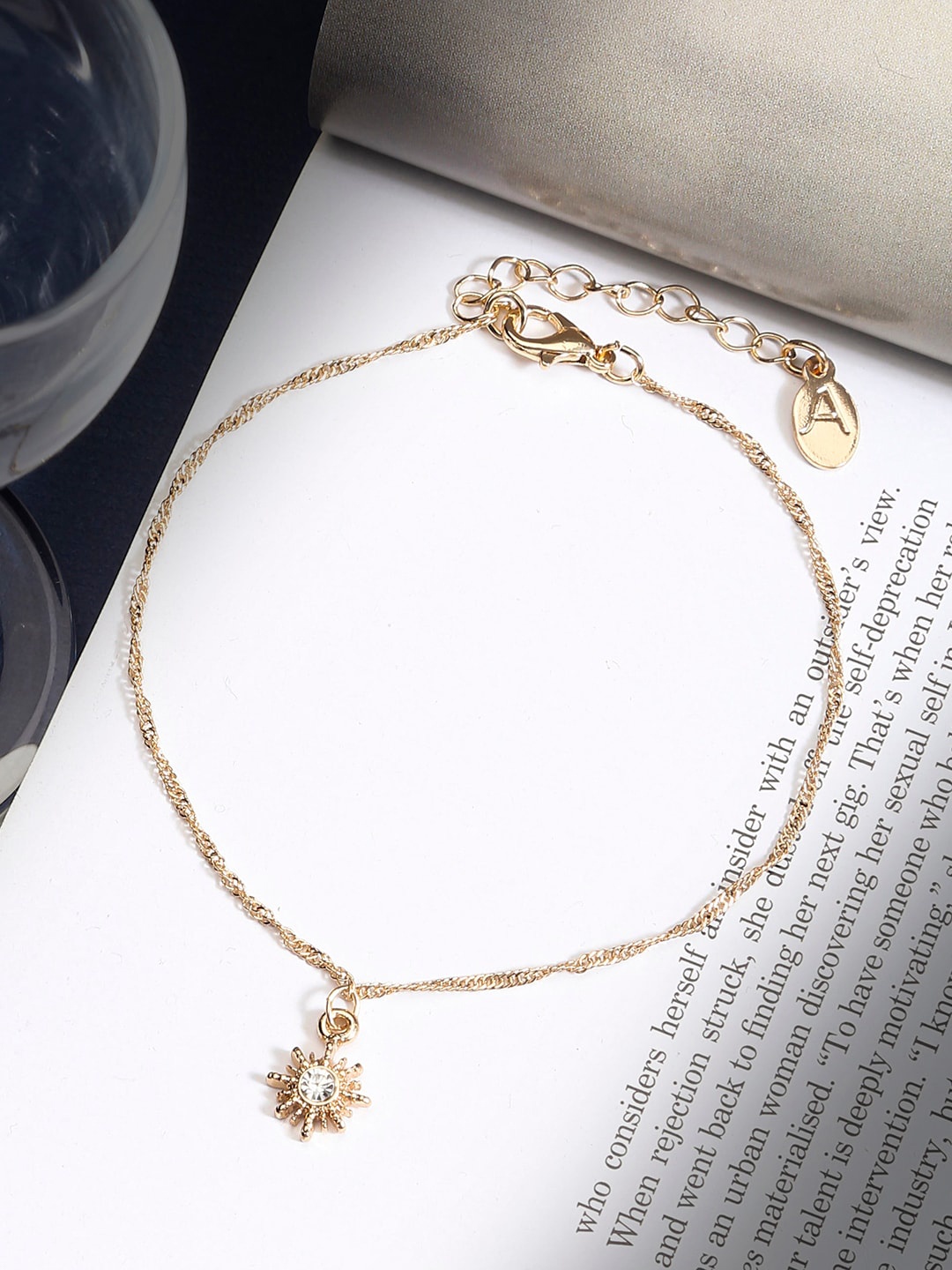 

Accessorize Twisted Chain Sparkle Star Anklet, Gold