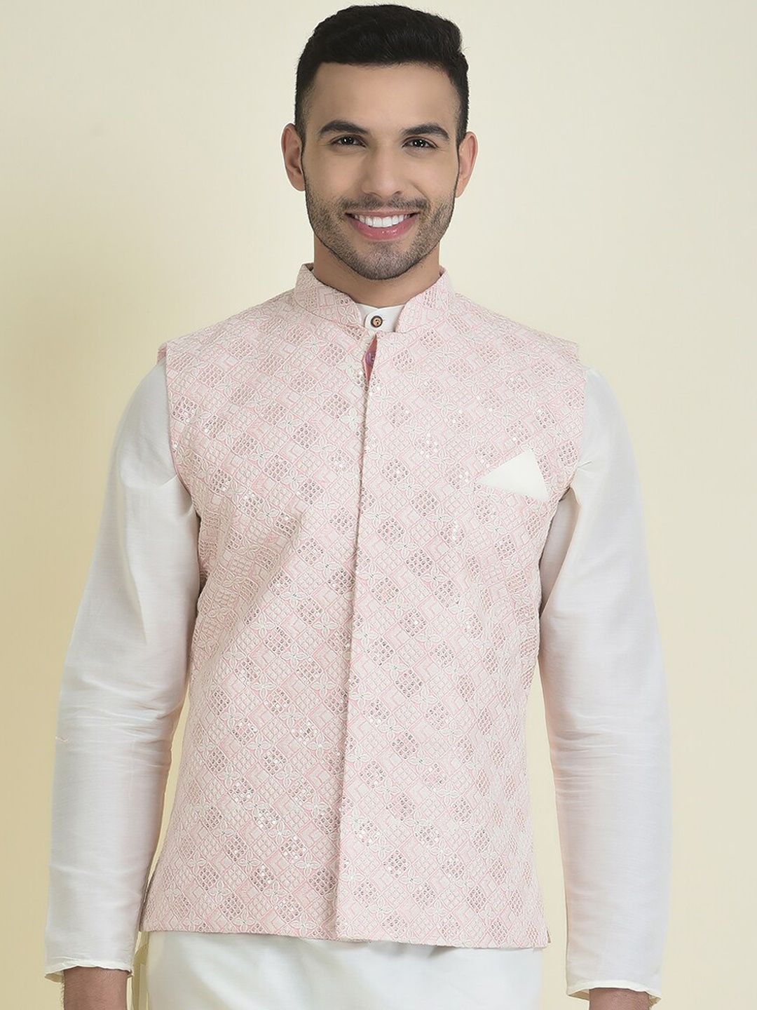 

HOUSE OF DEYANN Printed Nehru Jackets, Pink
