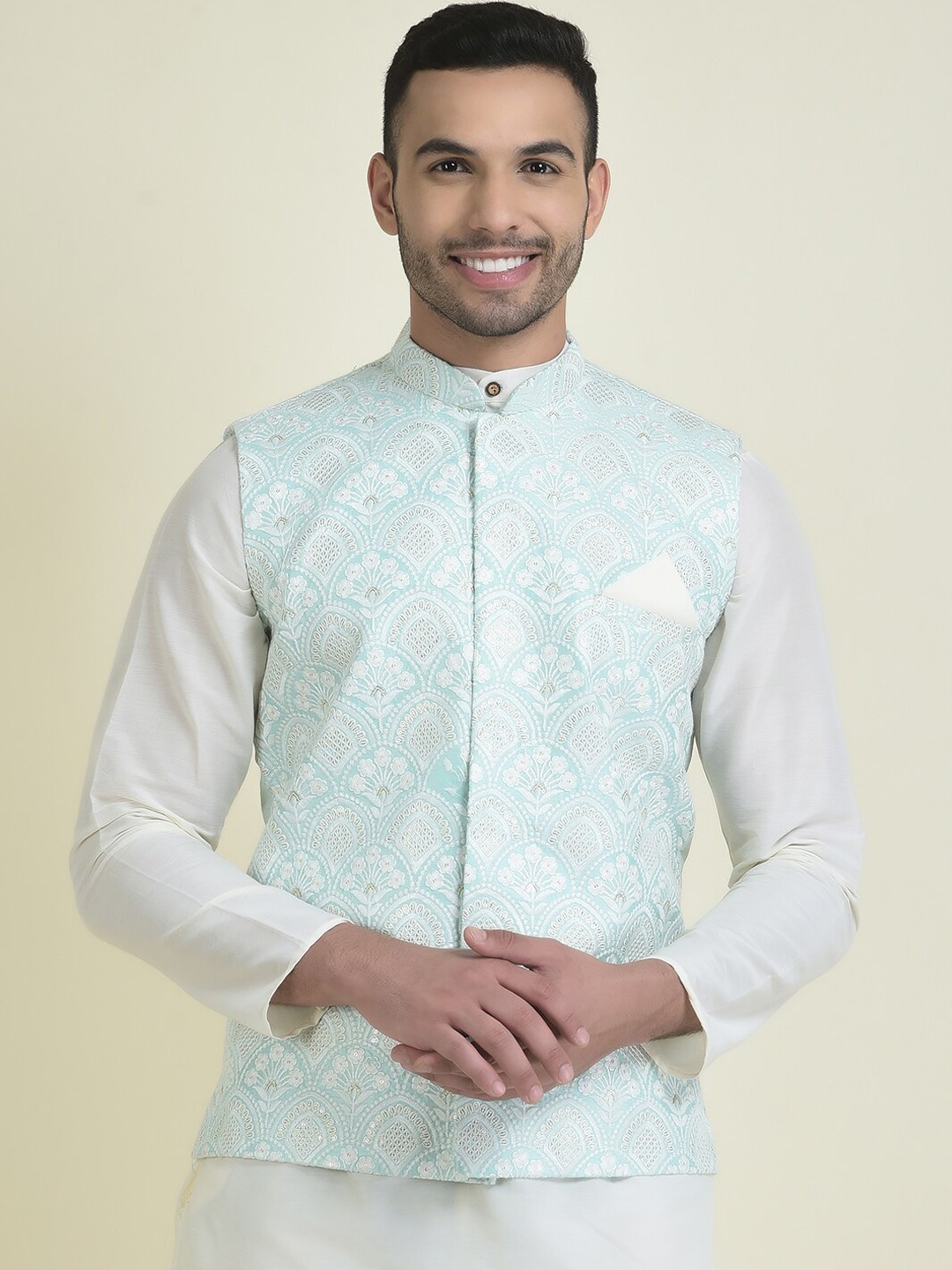 

HOUSE OF DEYANN Embroidered Nehru Jackets, Green