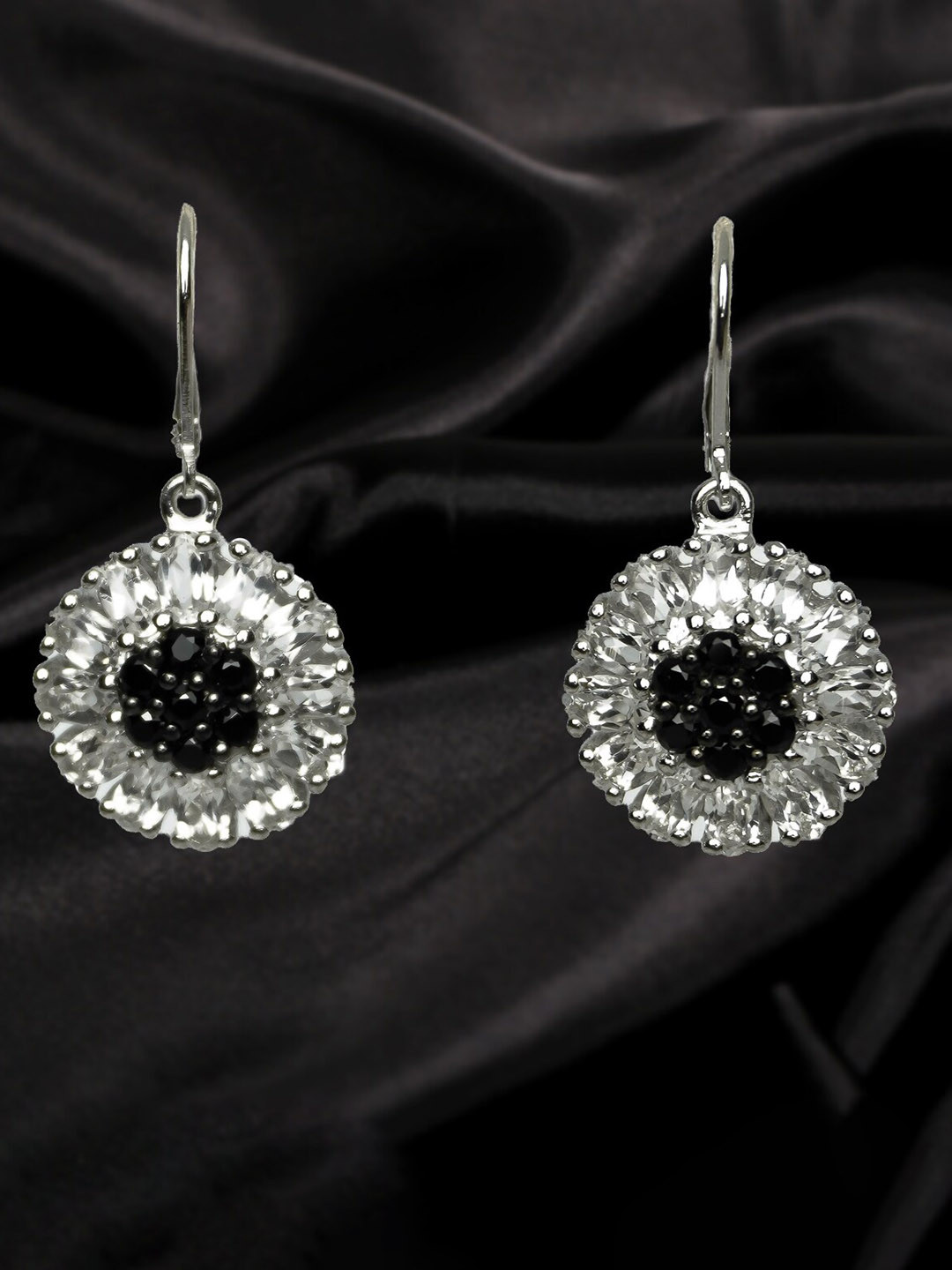 

HIFLYER JEWELS Women Silver-Plated Drop Earrings, Black