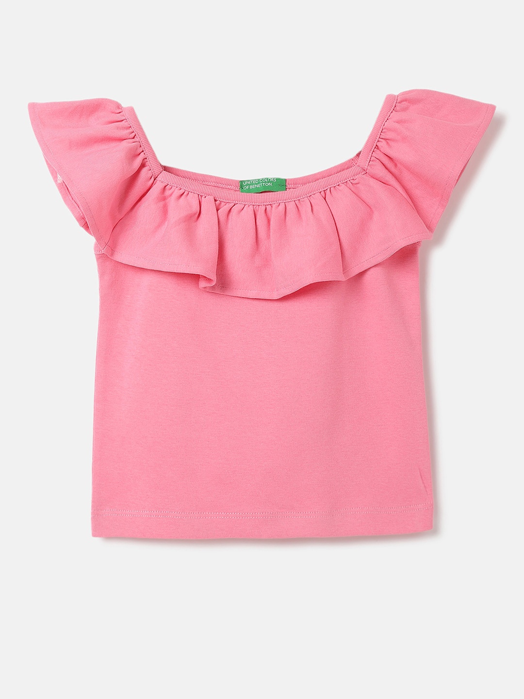 United Colors of Benetton Girls Off-Shoulder Bardot Top, Pink