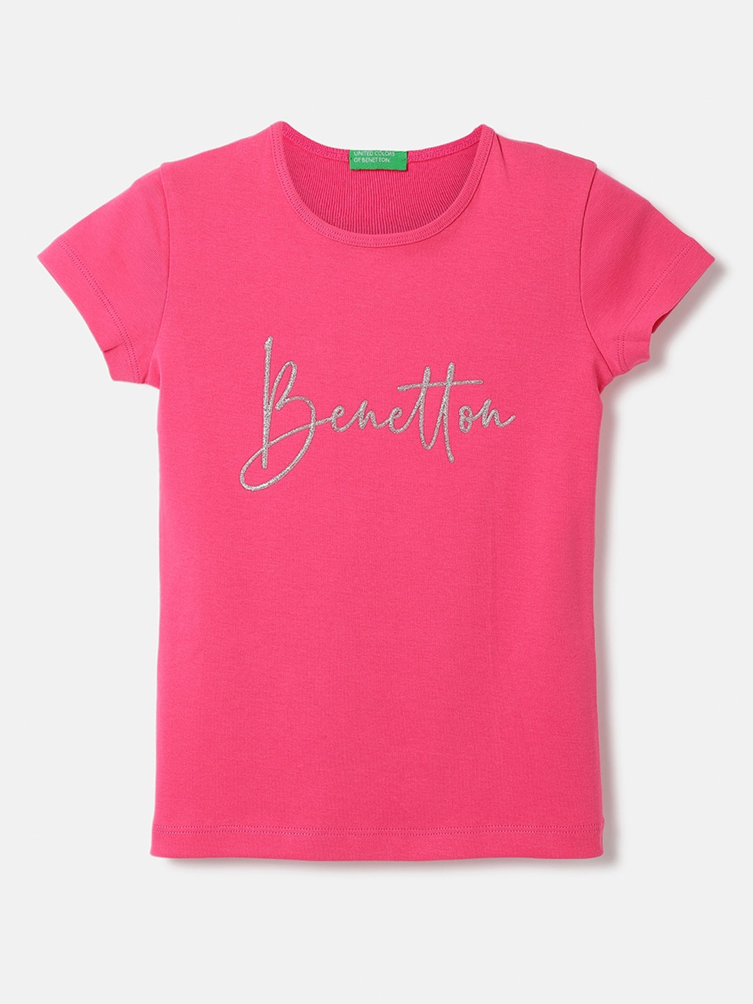 

United Colors of Benetton Girls Typography Printed Cotton Tank Top, Pink