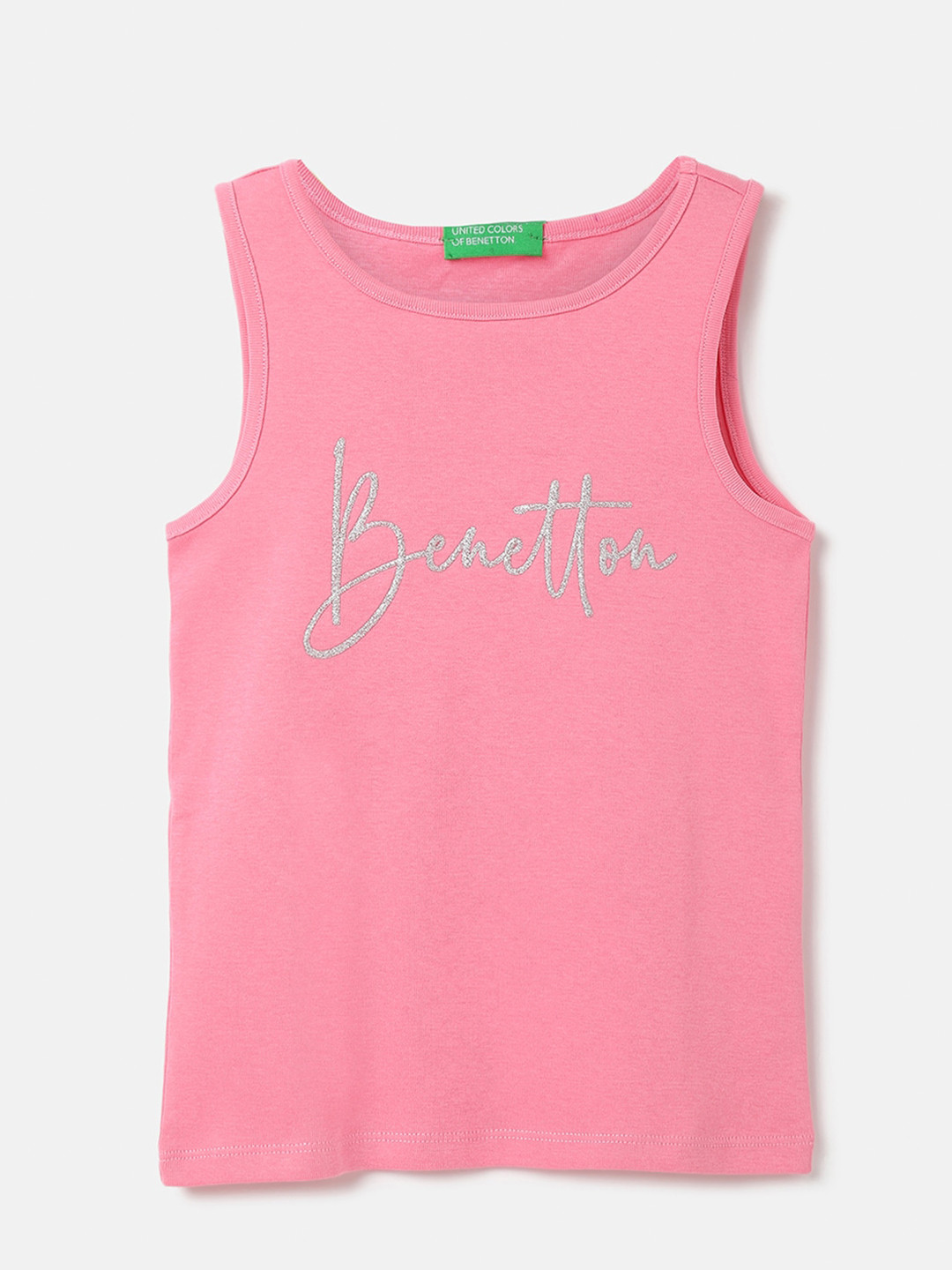 

United Colors of Benetton Typography Printed Cotton Top, Pink