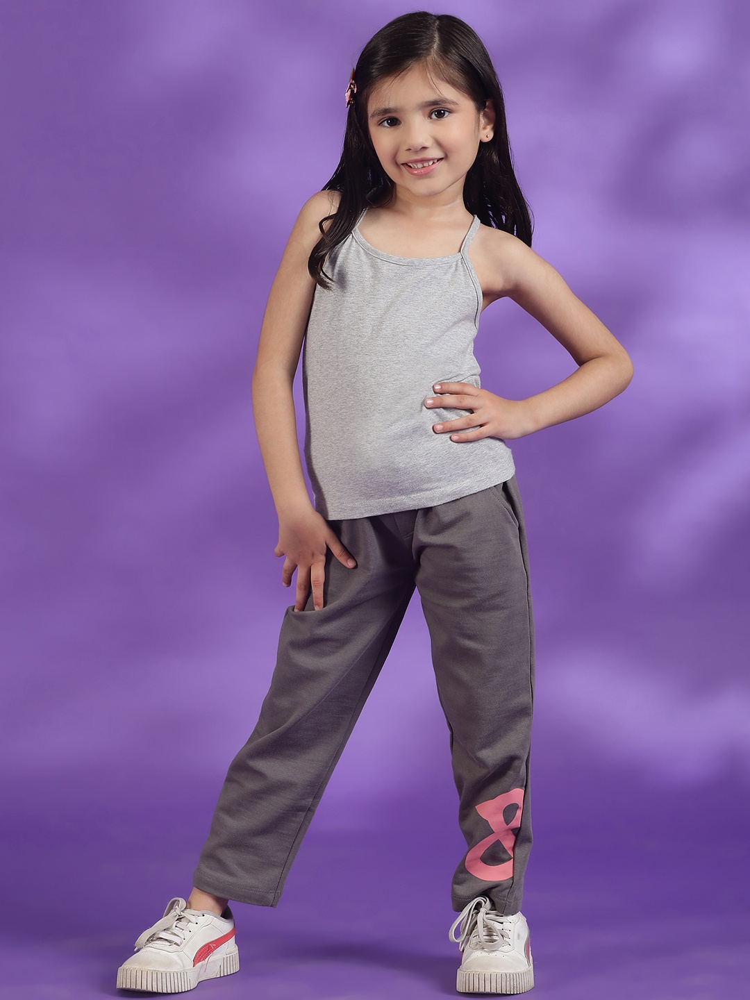 

TALES & STORIES Girls Regular Fit Track Pant, Grey