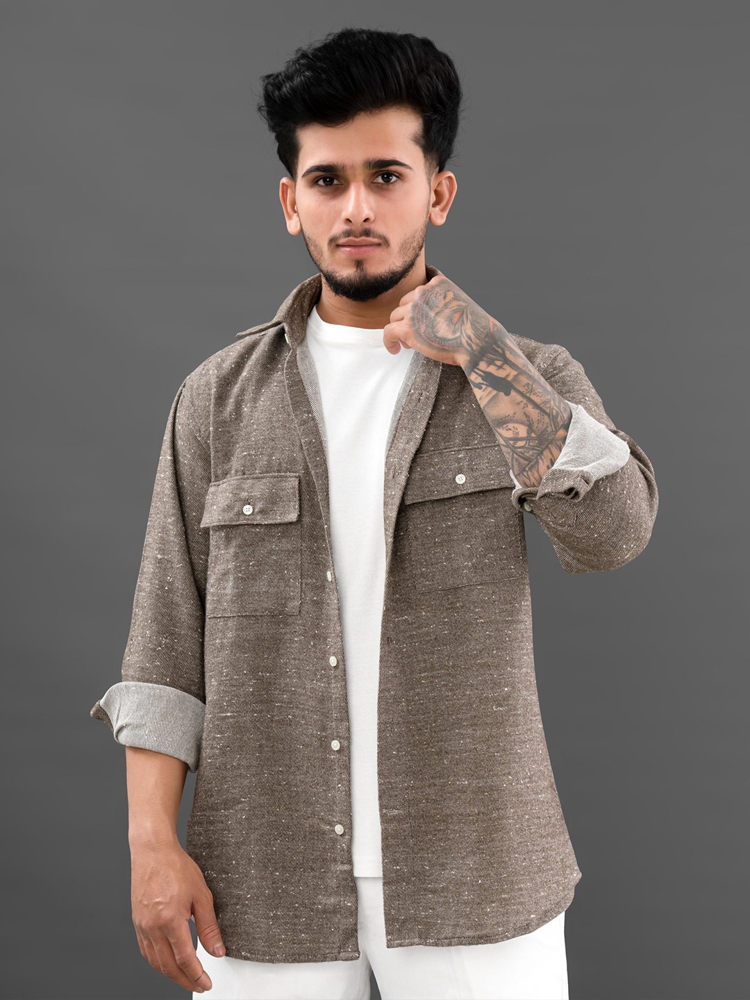 

FRENCH CROWN Regular Fit Standard Casual Shirt, Brown