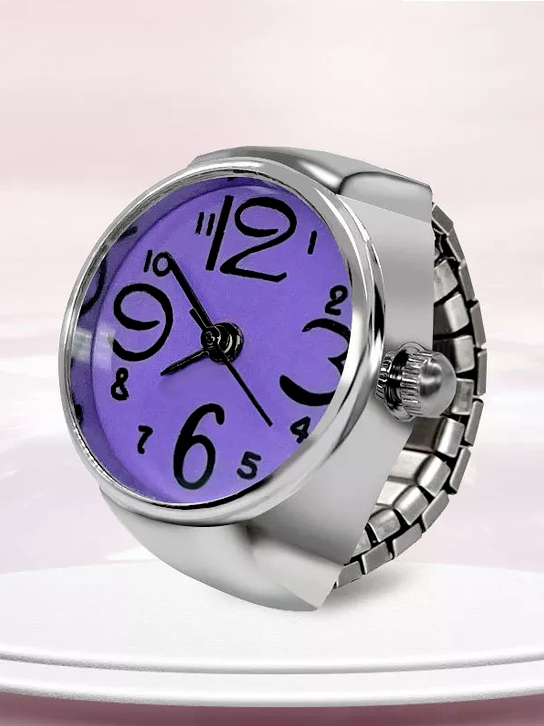 

Fashion Frill Silver-Plated Adjustable Finger Watch Ring