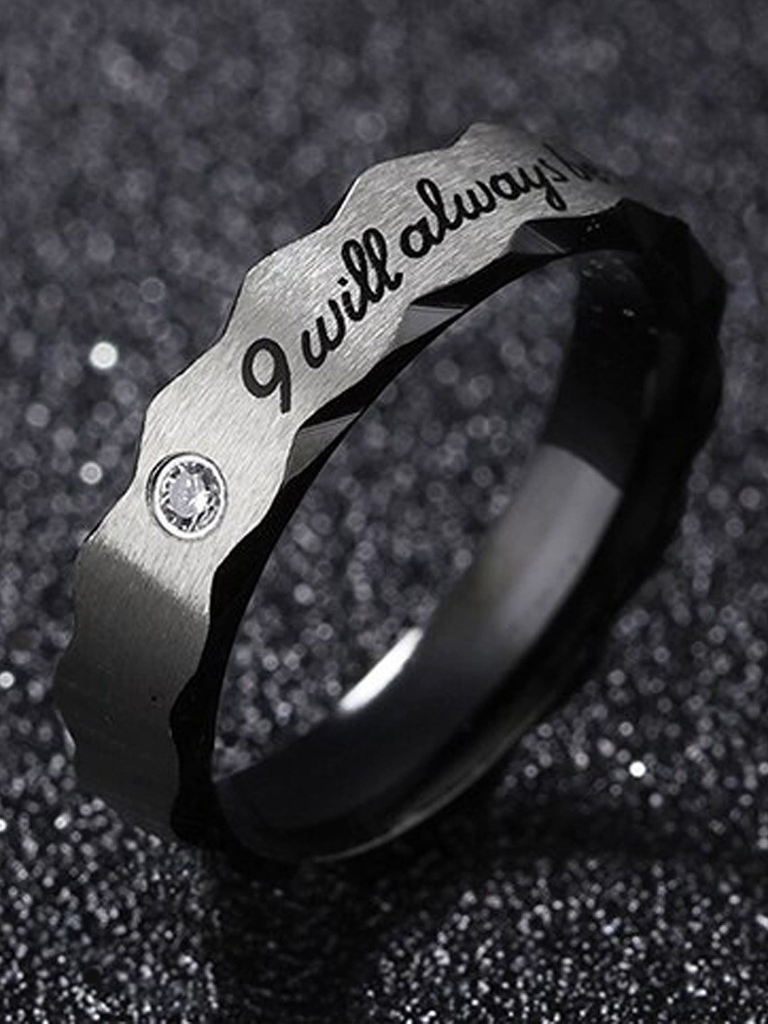 

Fashion Frill Set Of 2 Silver-Plated Cubic Zirconia-Studded Couple Finger Rings