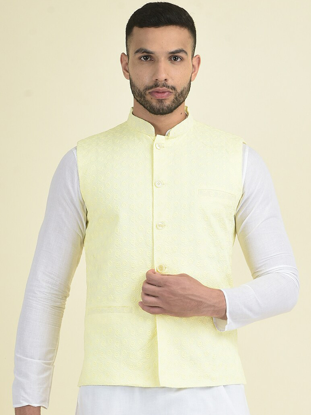 

DEYANN Embroidered Satin Jackets, Yellow