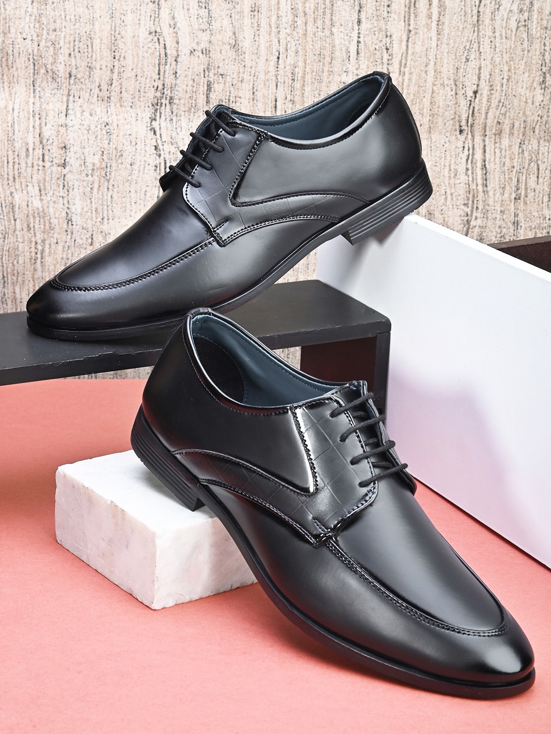 

HERE&NOW Men Round Toe Formal Derbys, Black