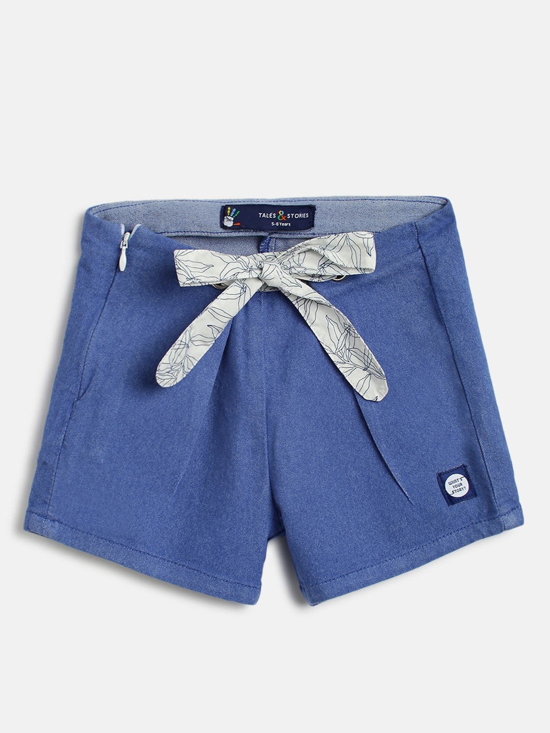 

TALES & STORIES Girls Cotton Regular Fit Shorts, Blue