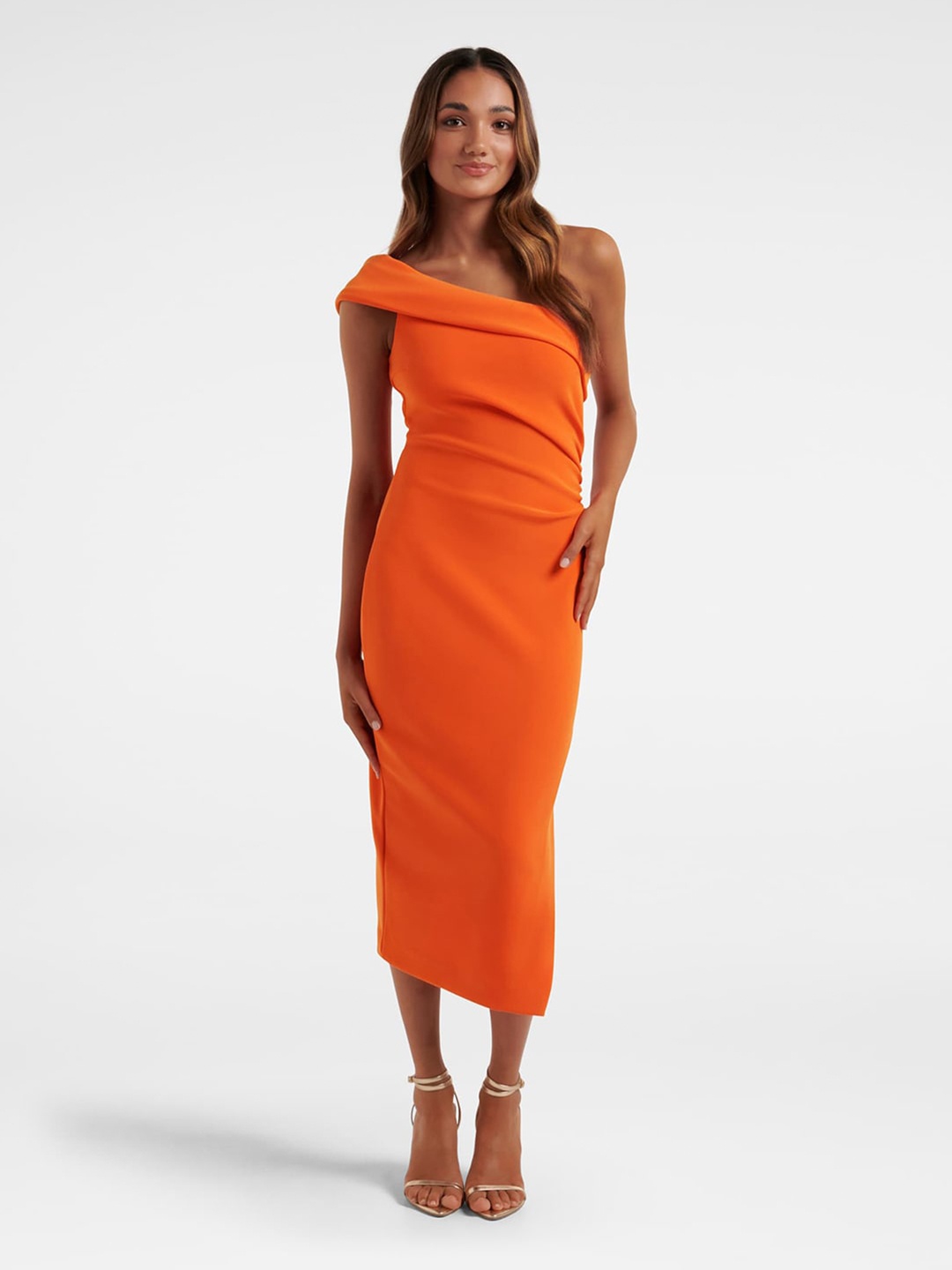 

Forever New One Shoulder Sheath Midi Dress, Orange