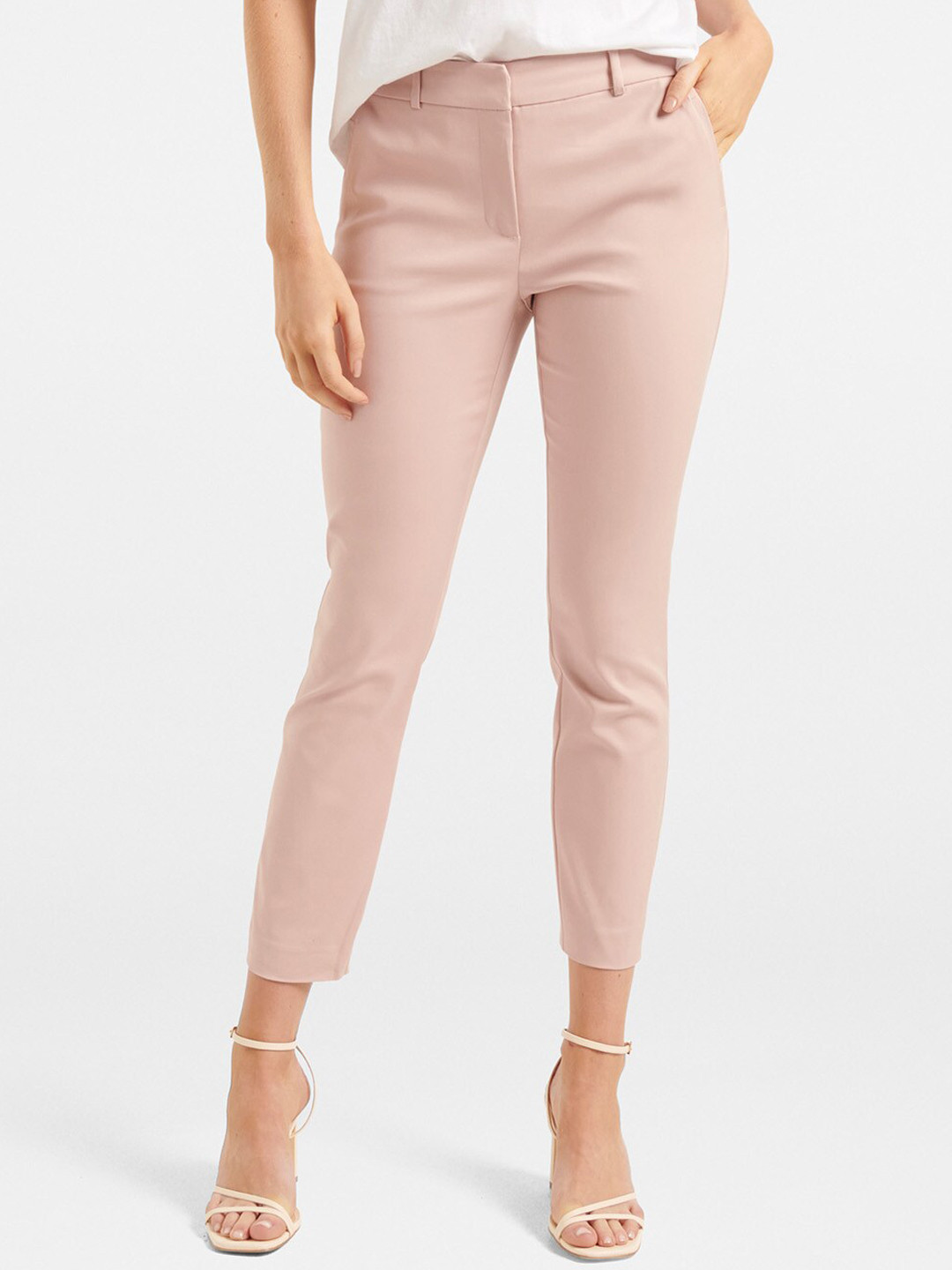 

Forever New Women Cropped Slim Fit Trousers, Pink