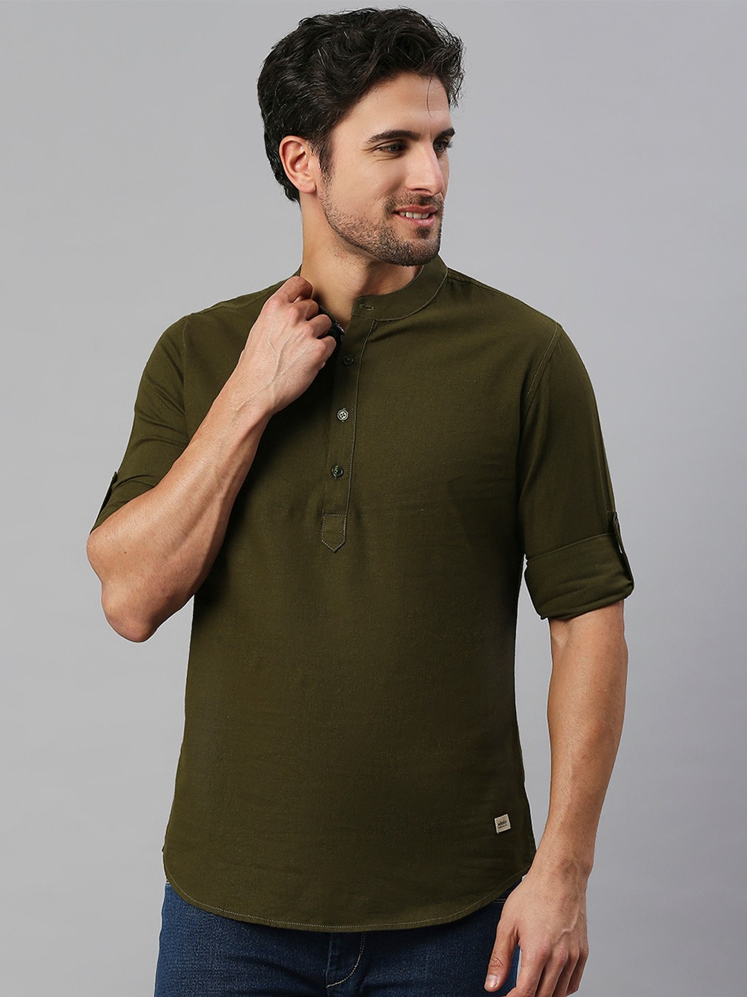 

Solemio Slim Fit Casual Pure Cotton Shirt, Olive