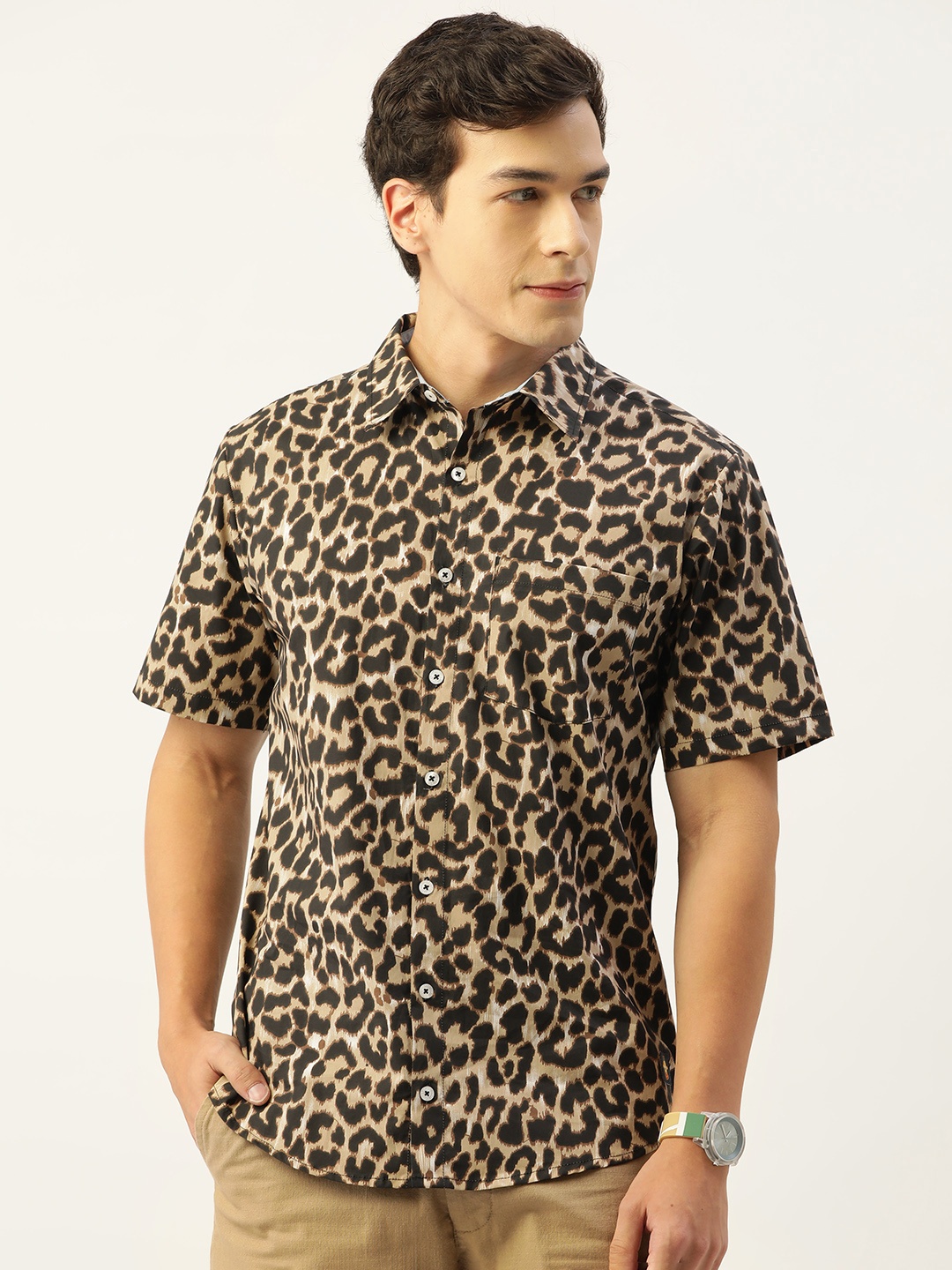 

CrayonFlakes Men Comfort Animal Printed Casual Shirt, Brown