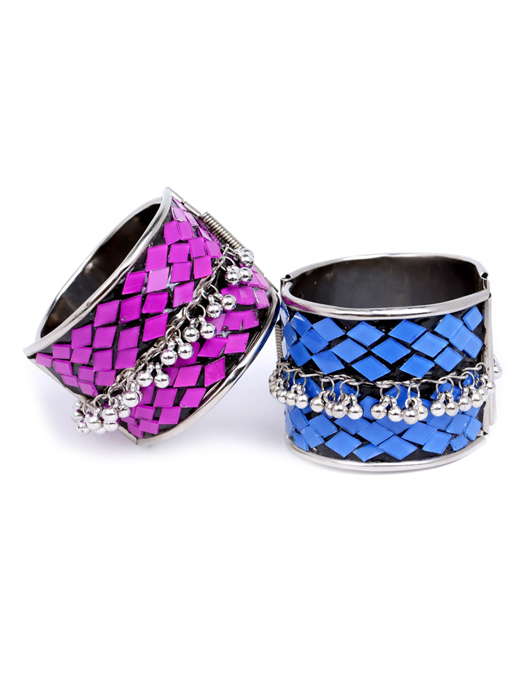 

VAGHBHATT Set Of 2 Sterling Silver Cuff Bracelet, Blue