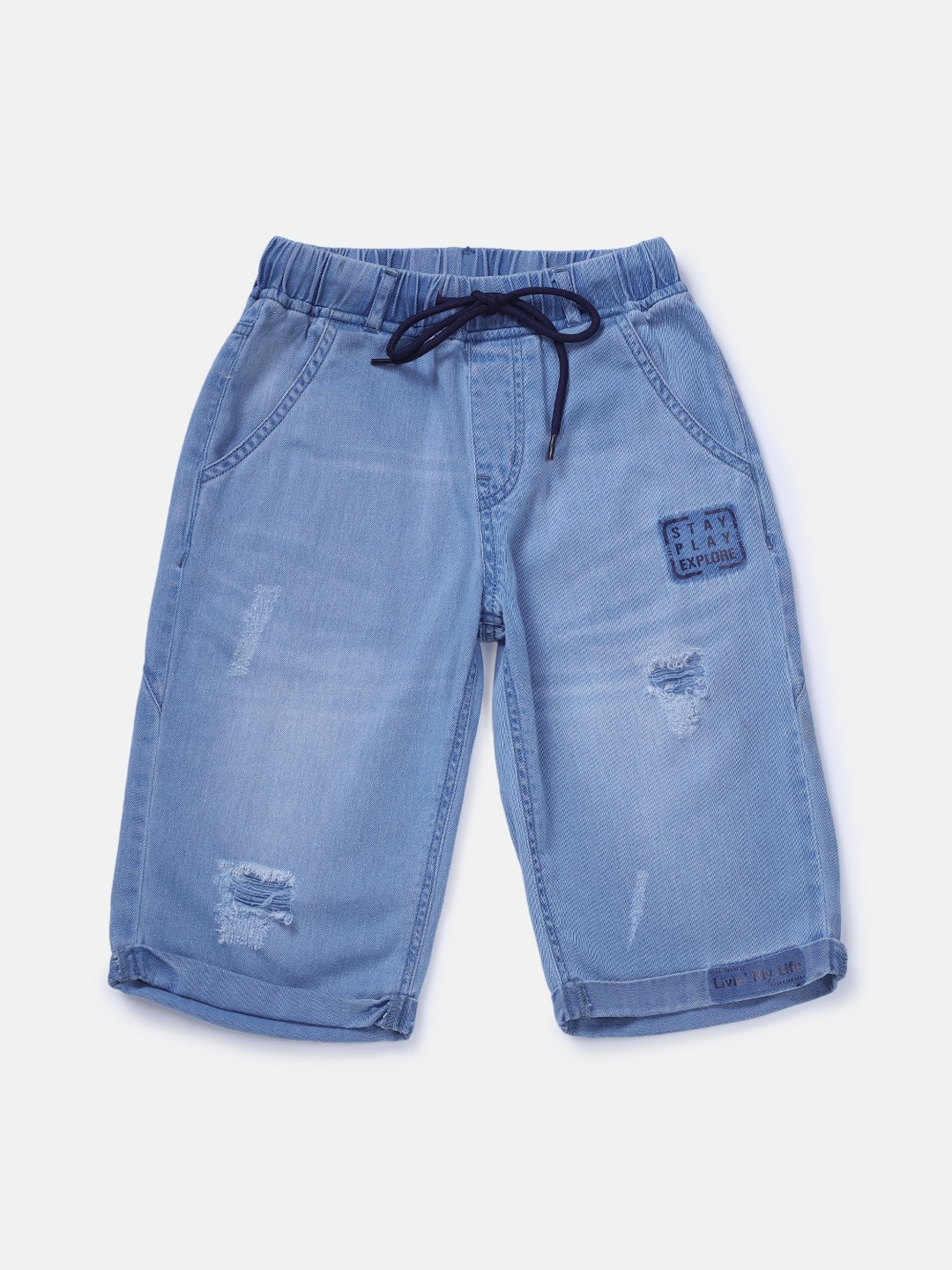

Gini and Jony Boys Distressed Washed Denim Shorts, Blue