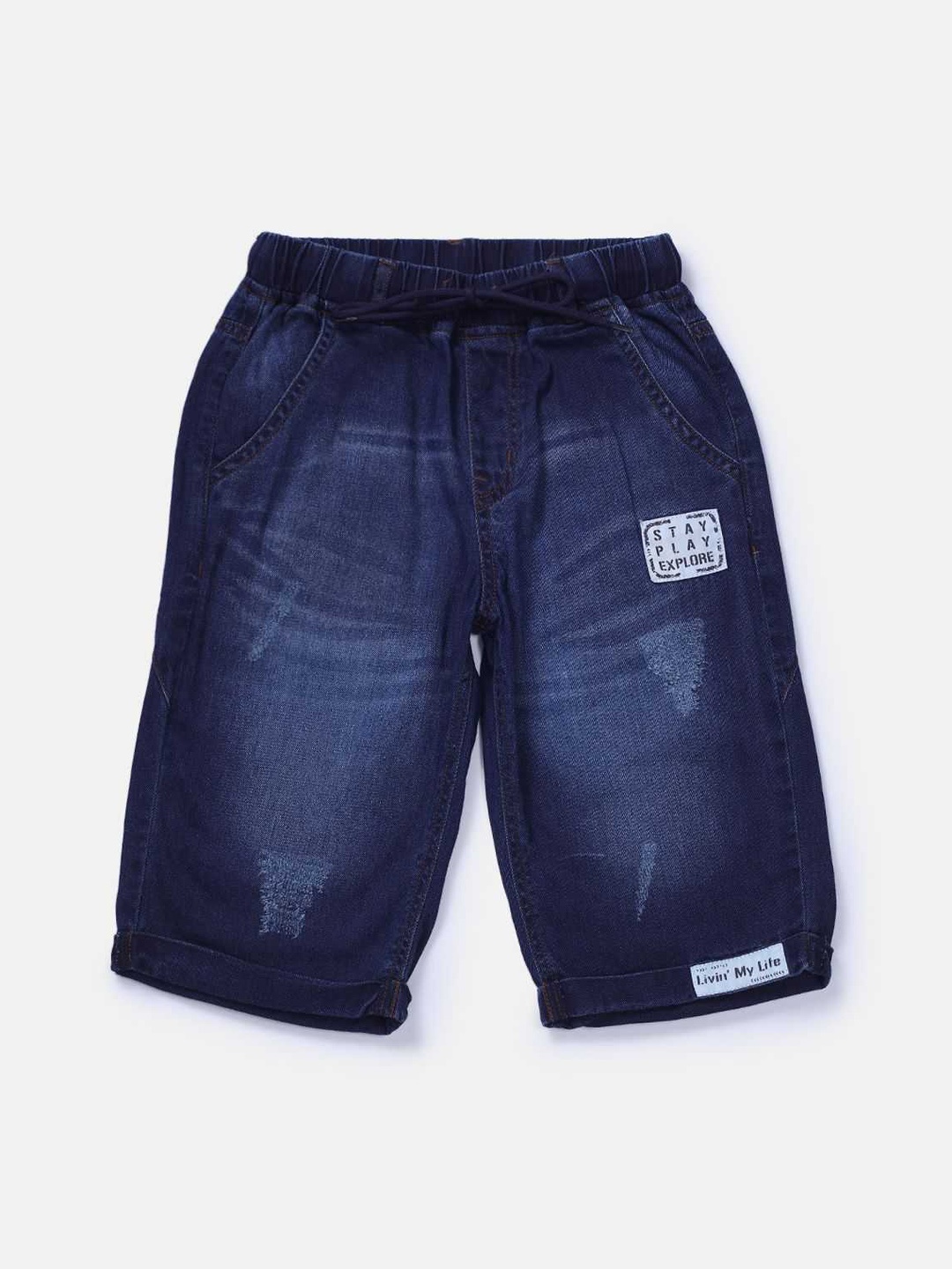 

Gini and Jony Boys Mid-Rise Washed Denim Shorts, Navy blue