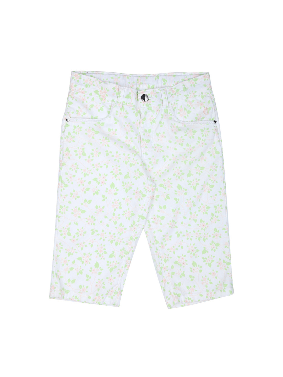 

Gini and Jony Girls Floral Printed Cotton Regular Fit Shorts, White