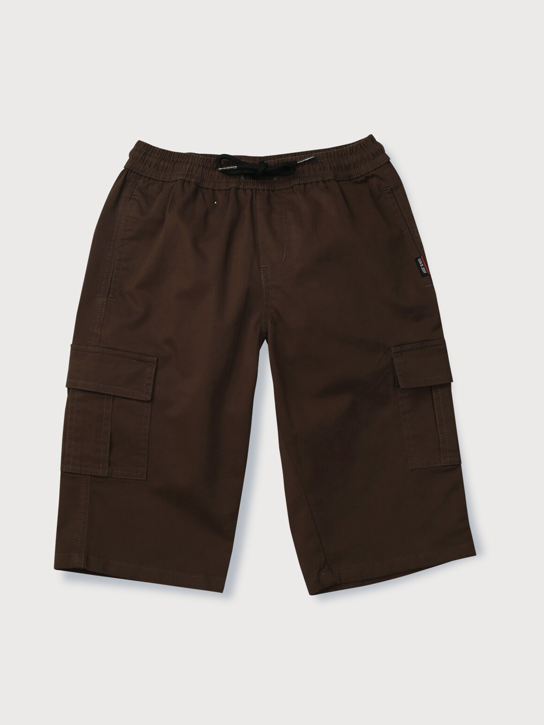 

Gini and Jony Boys Mid Rise Above Knee Length Cotton Cargo Shorts, Brown