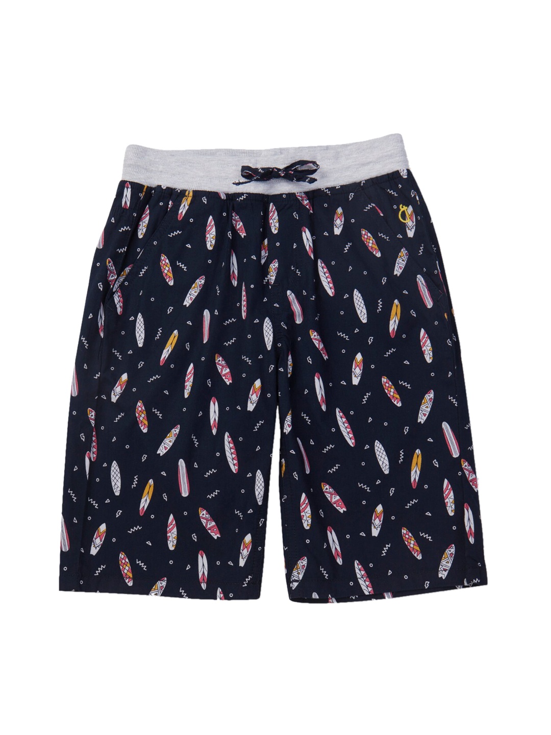 

Gini and Jony Boys Printed Mid Rise Knee Length Cotton Shorts, Navy blue