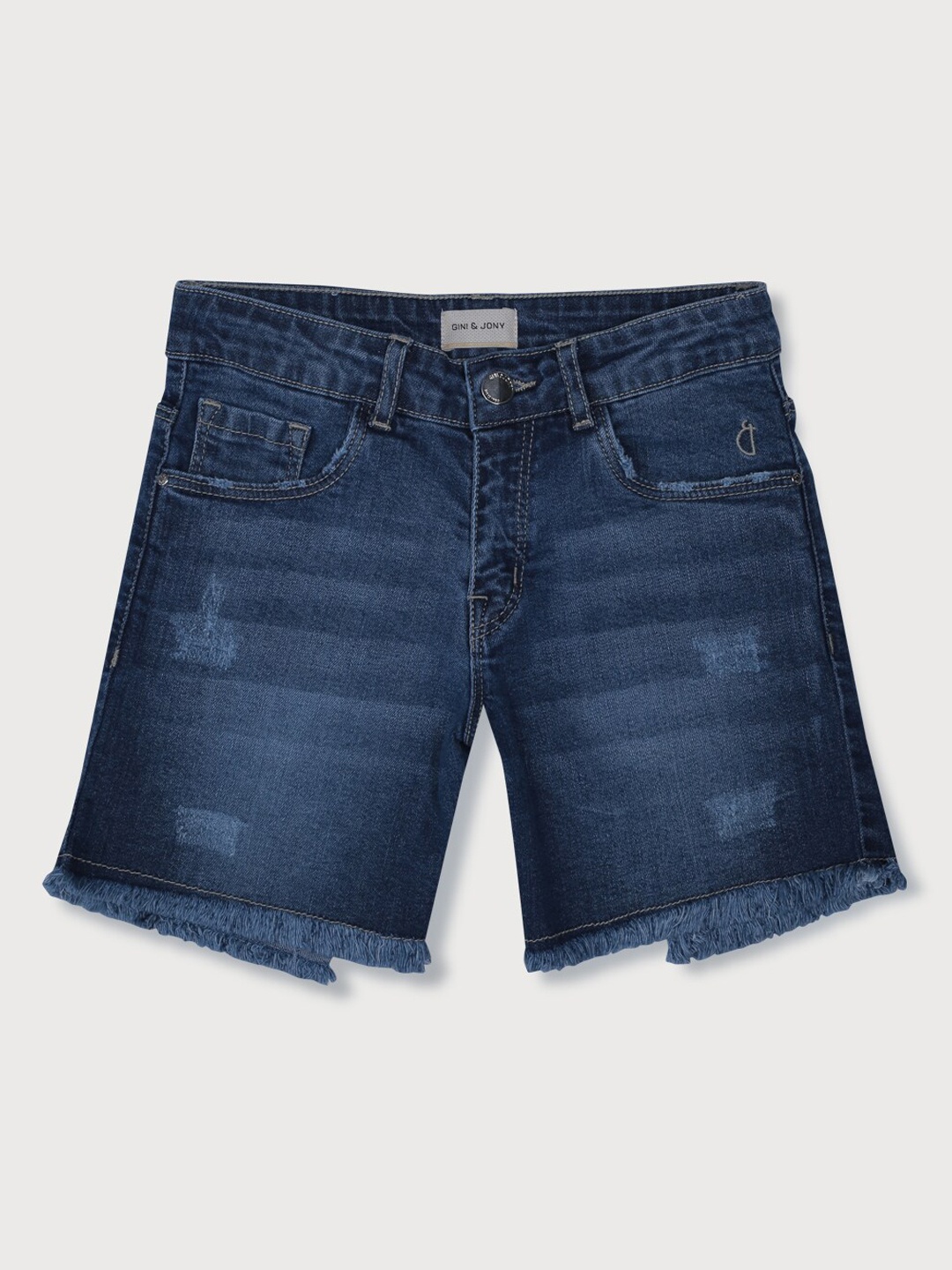 

Gini and Jony Girls Washed Denim Shorts, Navy blue