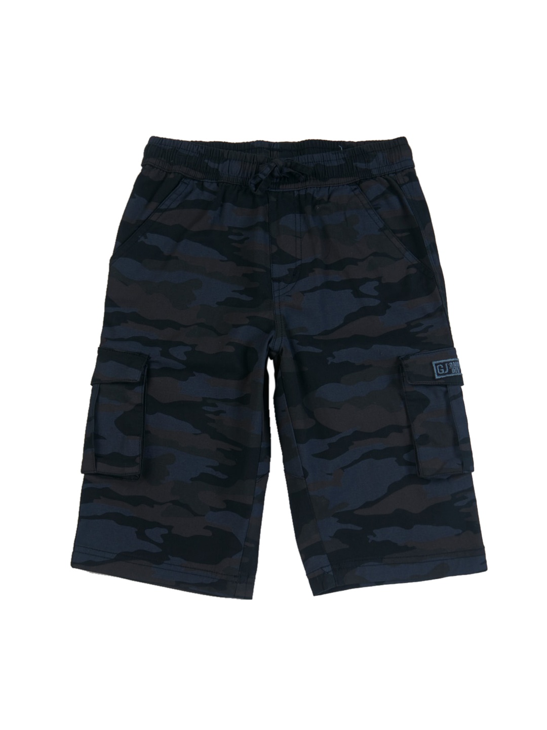 

Gini and Jony Boys Camouflage Printed Mid Rise Cotton Cargo Shorts, Navy blue