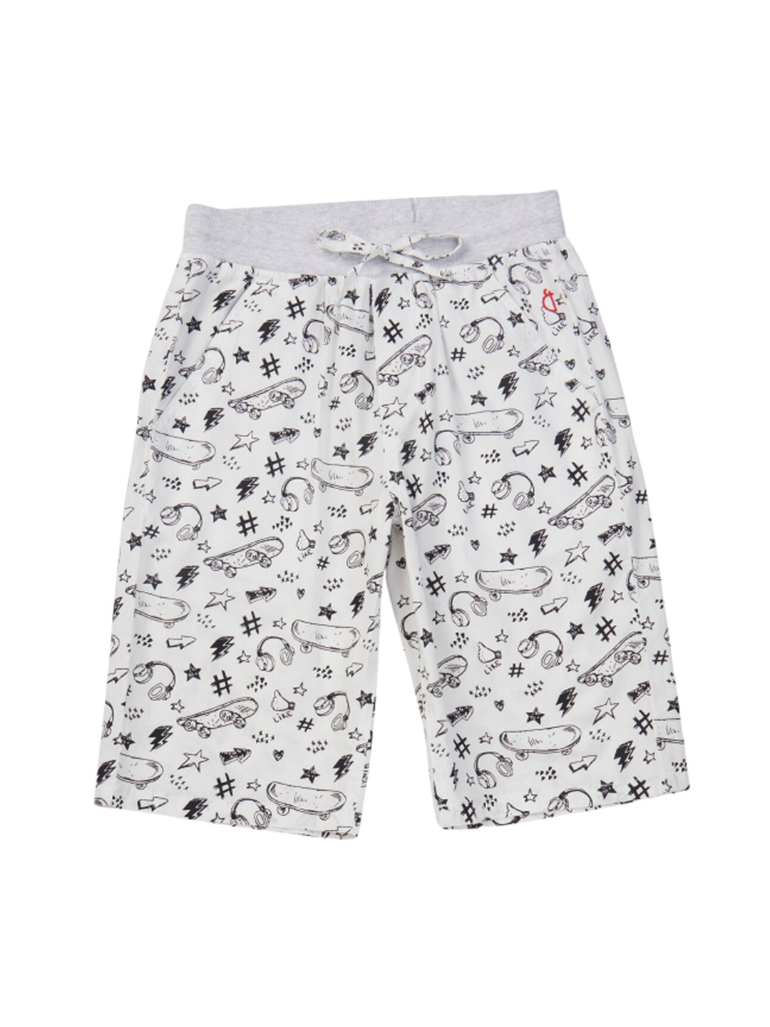 

Gini and Jony Boys Printed Cotton Regular Fit Shorts, White