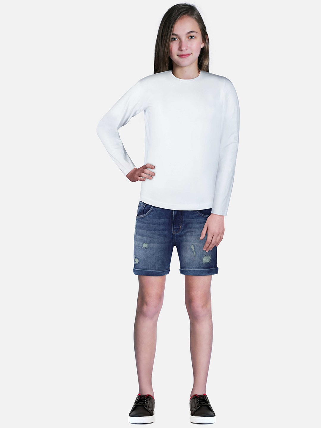 

Gini and Jony Girls Washed Denim Shorts, Blue