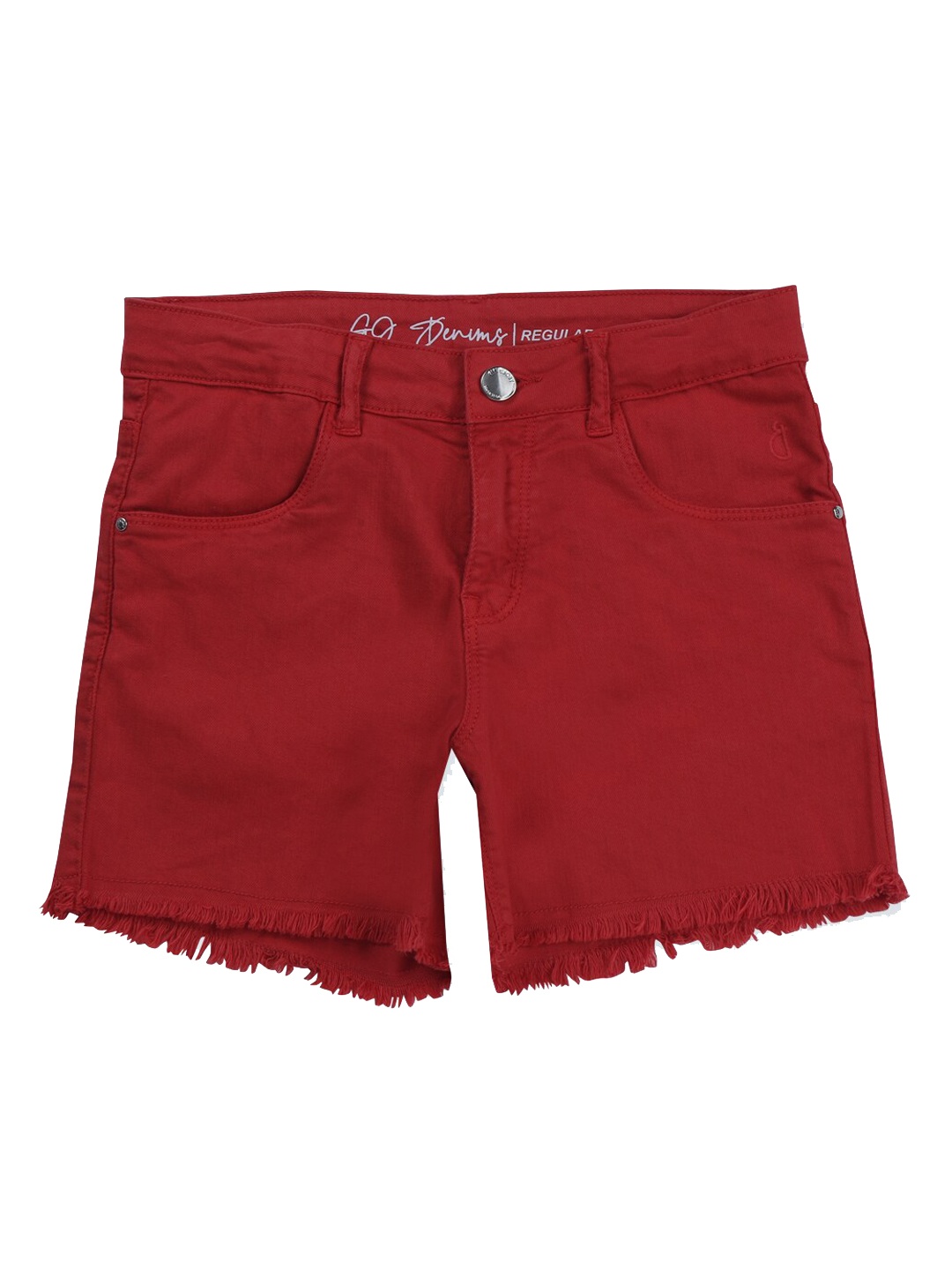 

Gini and Jony Girls Solid Mid Rise Frayed Denim Shorts, Red