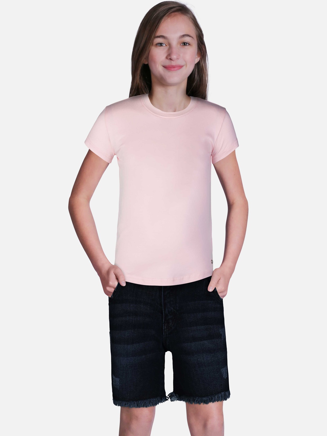 

Gini and Jony Girls Mid-Rise Washed Denim Shorts, Navy blue