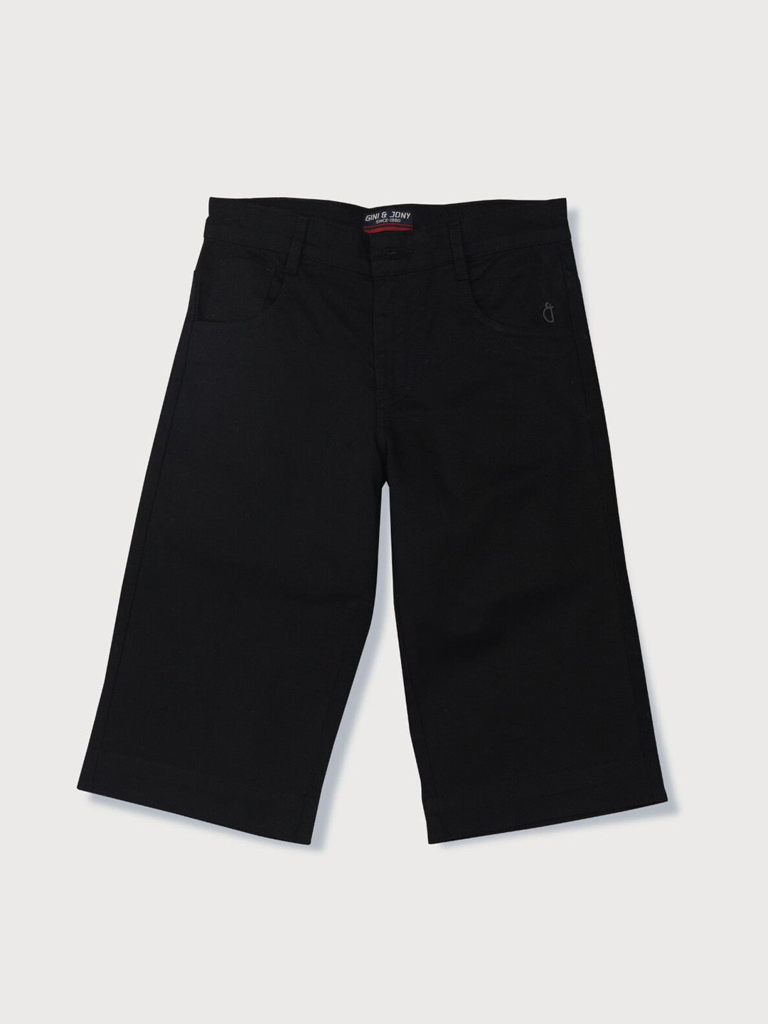 

Gini and Jony Boys Solid Mid Rise Cotton Shorts, Black